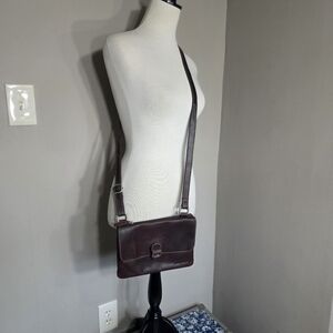 Jack Georges Dark Brown Leather Crossbody Bag Made In India
